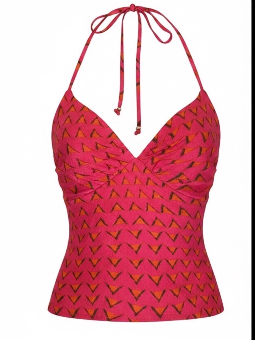 Scotch & Soda Hot Pink & Orange Patterned Drawstring Tank Top - No size tag.